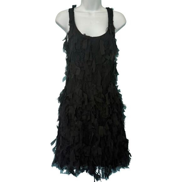 Karen Kane Dresses & Skirts - Karen Kane Black Shredded Eyelash Lace Stretch Mini Racerback Dress size XS